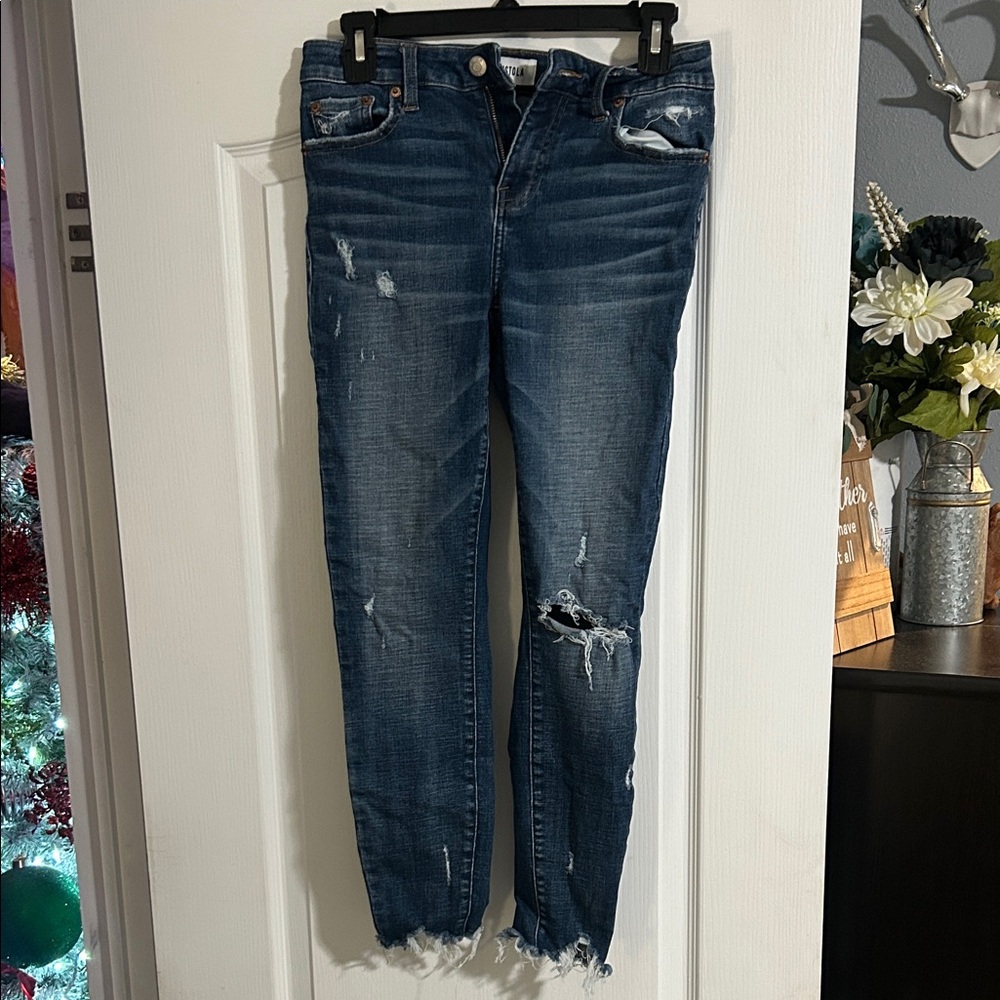 Pistola Dark Blue Distressed Ankle Jeans